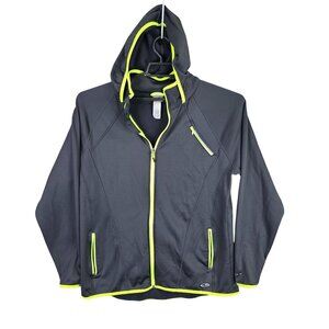 Womens C9 Champion Grey & Neon Green Full Zip Hooded Running Jacket Size XXL